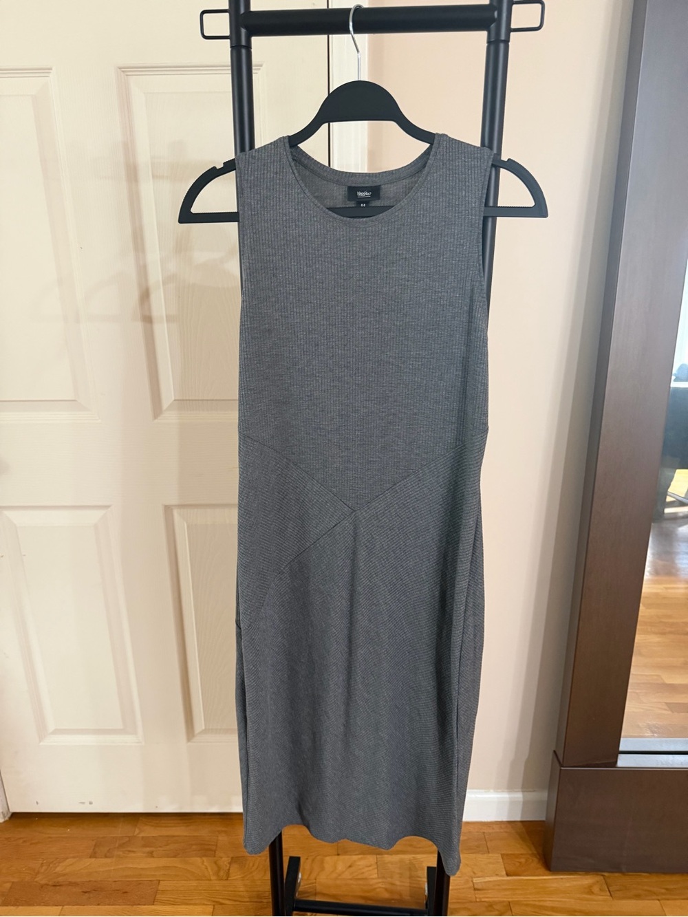 Massimo Gray Sleeveless Ribbed Midi Dress